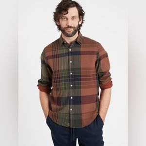 Banana Republic Untucked Slim Fit Cotton Plaid Shirt